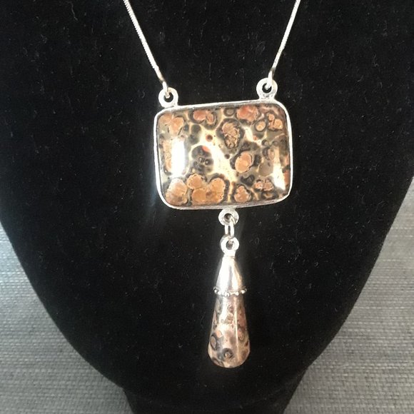 BBK Jewelry - BBK Sterling Silver Leopard Skin Jasper Necklace